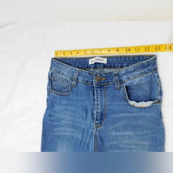 Blue High-Rise‎ Skinny Jeans Classic Stretch Denim Size 9 - Picture 4 of 6